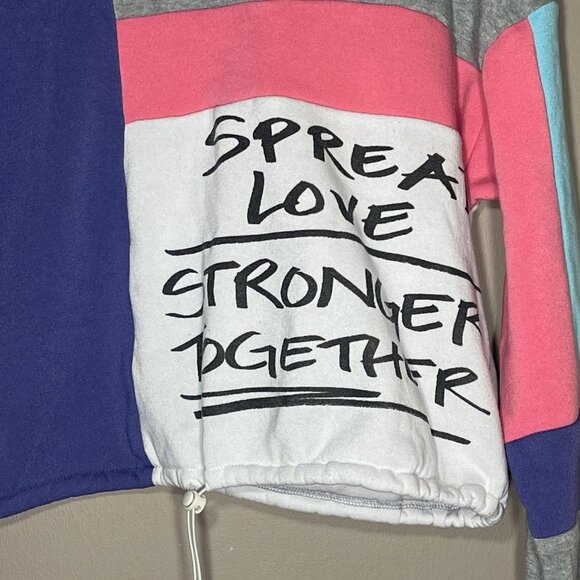 Women's XL Fashion Nova Written With Love Sweatshirt Color Block Drawstring - Picture 5 of 8
